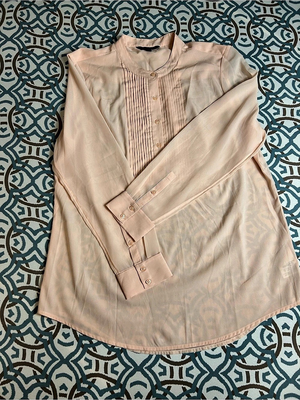 Banana Republic Pleated Front Blouse in Pink Size L
